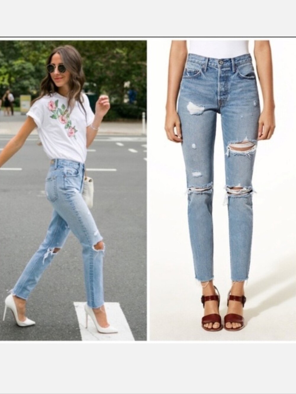 GRLFRND Karolina distressed high-rise jeans 32